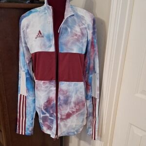 Adidas Red and Blue Tie-Dye Jacket